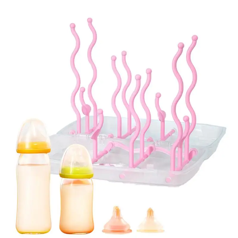 baby Bottles Drying Rack Space Saving Foldable Feeding Bottle Drying Rack Portable Bottle Dryer Baby for Traveling