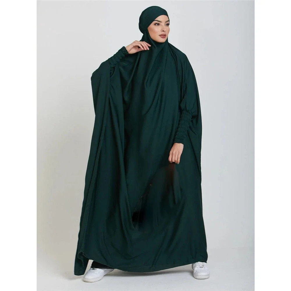 Ramadan Djellaba One Piece Prayer Garment Muslim Hijab Dress Women Hooded Abaya Dubai Full Cover Khimar Niqab Islam Modest Robe