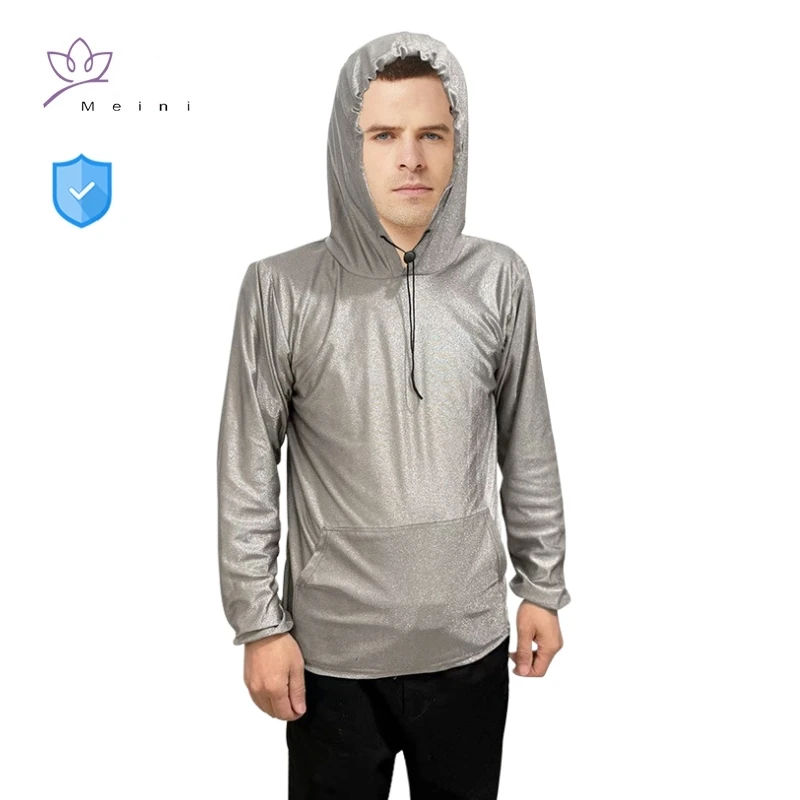 Electromagnetic radiation protective silver fiber unisex sport underwear New energy vehicle EMR shielding hooded sweatshirt