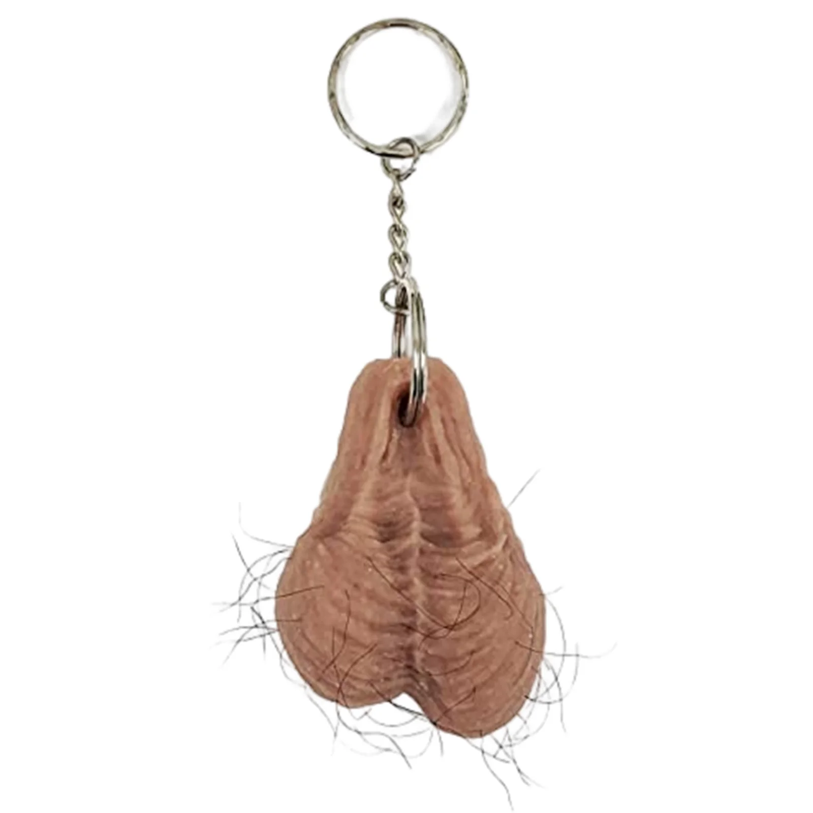 

Novelty Soft Funny Keychain Interesting Portable Shy Tricky Keyring Ornament Gift Hair Waterproof Realistic Saggy Balls Male