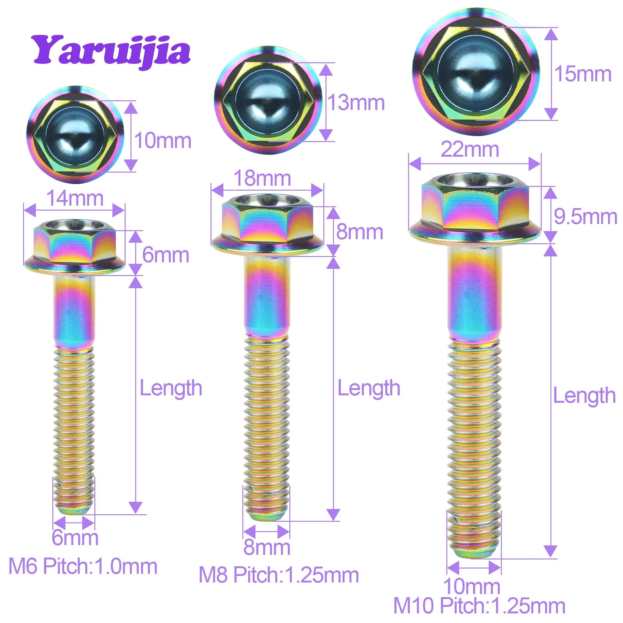 yaruijia parafuso de titanio m6 m8 m10x10 01