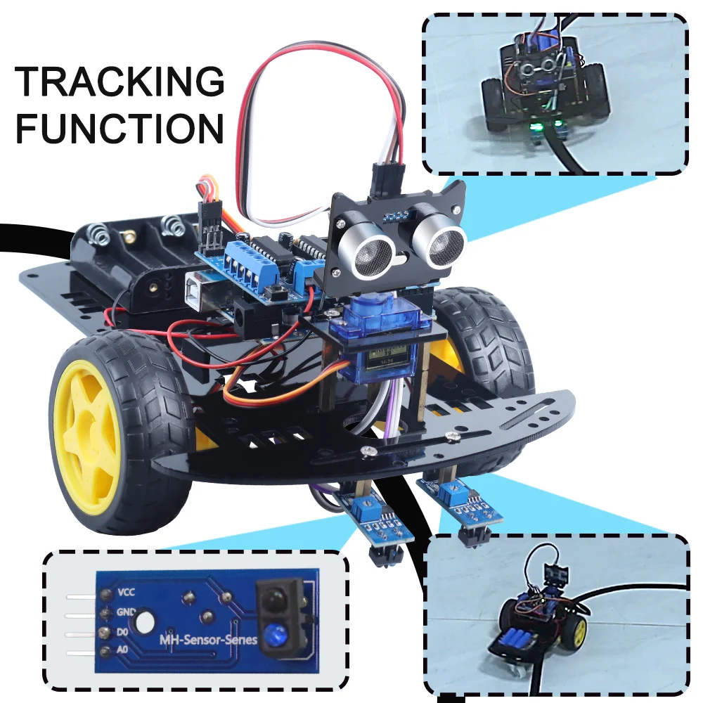 2WD Starter Robot Kits for Arduino Programming Project Basic Robotic with Line-tracking and Obstacle Avoidance Educational Kit