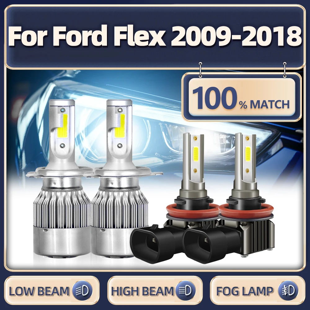 

H13 LED Headlight Bulbs High Low Beam 6000K White H11 Car Fog Lights 12V For Ford Flex 2009-2012 2013 2014 2015 2016 2017 2018