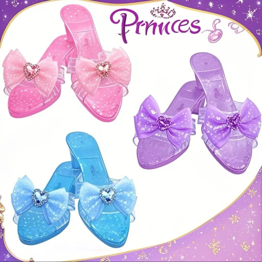 Princess Dress Up Shoes for Girls Antislip Pretend Play High Heels Non-Toxic Role Play Toys with Soft Soles Ideal Gift for Kids
