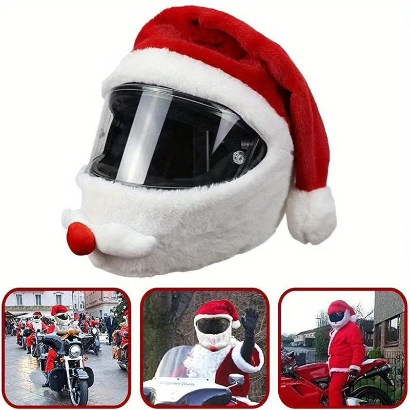 Motorcycle Helmet Santa Claus Motorcycle Helmet Set Crazy Funny Outdoor Christmas Hat Christmas Decoration