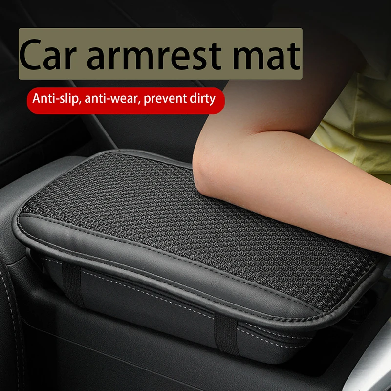 

PU Leather Car Armrest Pad Cover Universal Center Console Wave Embroider Auto Seat Box Protection Cushion Hand Supports