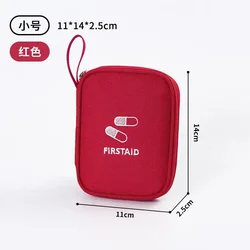 Compact Travel First Aid Organizer - Portable Medicine Pouch with Double Zippers (S RED)