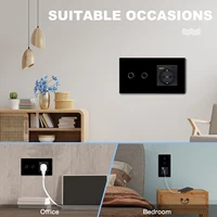 BSEED 1/2/3Gang Touch Switches 1Way Light Switch With EU Wall Sockets USB Type-c Power Outlets Glass Panel Black - Image 4