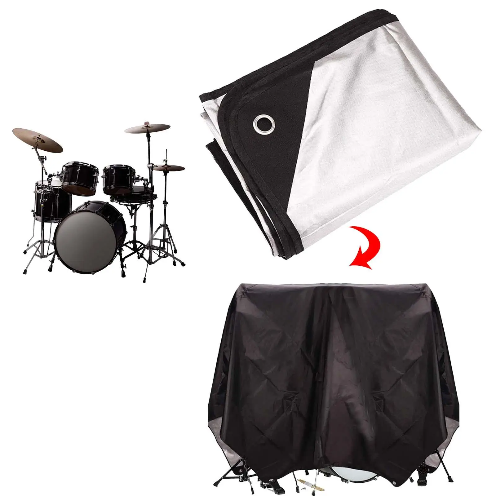 

Drum Set Dust Cover Weather Resistant Oxford Cloth Drum Set Protective Cover for Stage Outdoor Household Indoors Exercise