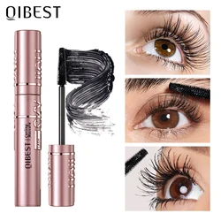 QIBEST Mascara Waterproof 4D Silk Fiber Curling Volume Lashes Thick Lengthening Nourish Eyelash Extension High Quality Makeup