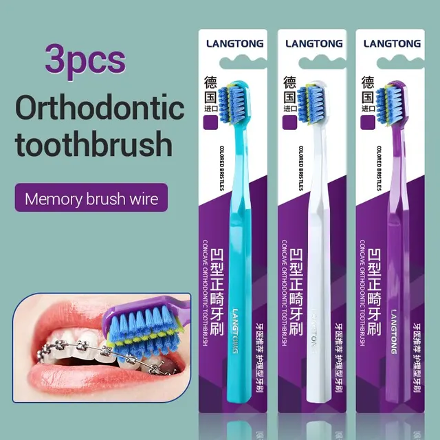 3PC accolades orthodontiques propres brosses à dents orthodontiques pour adultes brosse à dents dentaire brosse à dents à poils souples pour les soins de santé bucco-dentaire 1