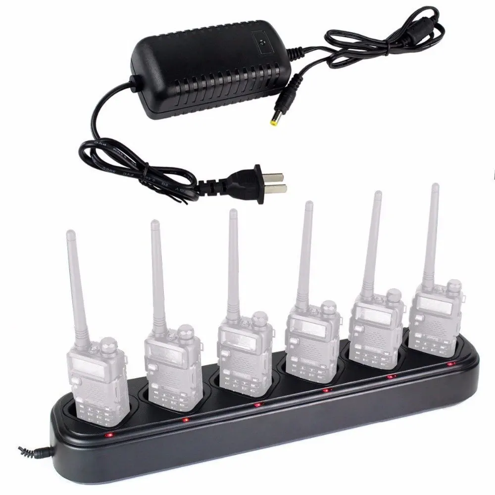 Universal Rapid Six-Way Charger 6-Slot Chargers For BaoFeng Pofung UV-82 UV-82L UV-82HP UV-8D UV82X LT-9000 Walkie Talkie
