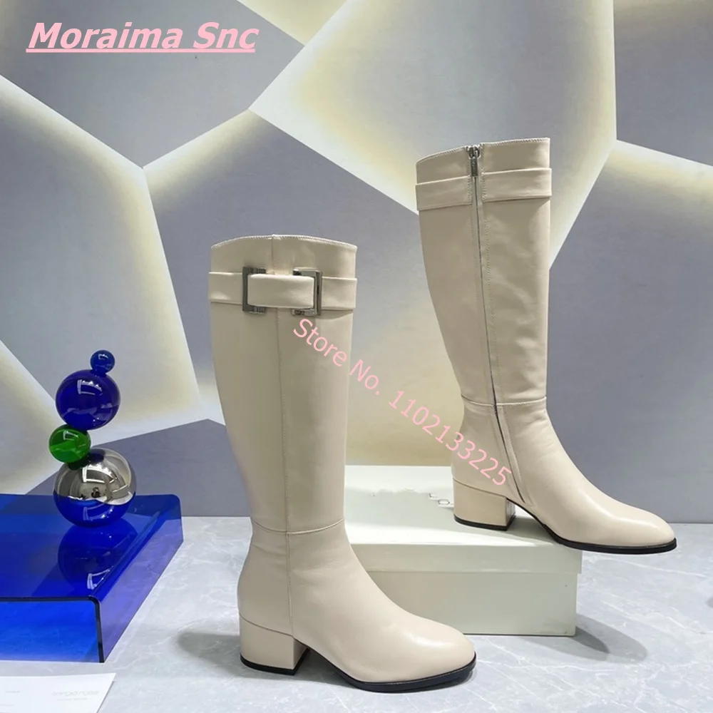 

Winter New Luxury Women Concise Boots Zip Solid Metal Button Free Shipping Real Picture Pointed Toe Low Heel Leather Punk Shoes