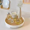 Nordic Wood Storage Tray Household Desktop Sundries Cosmetic Perfume Jewelry Key Plate Home Decorative Round Storage Trays 3