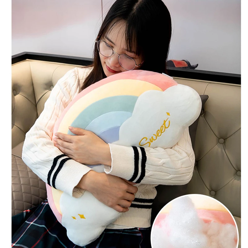 Candy Color Cloud Star Rainbow Pillow Stuffed Soft Colorful Cloud Throw Pillow Cushion Home Sofa Decor Gift for Friend