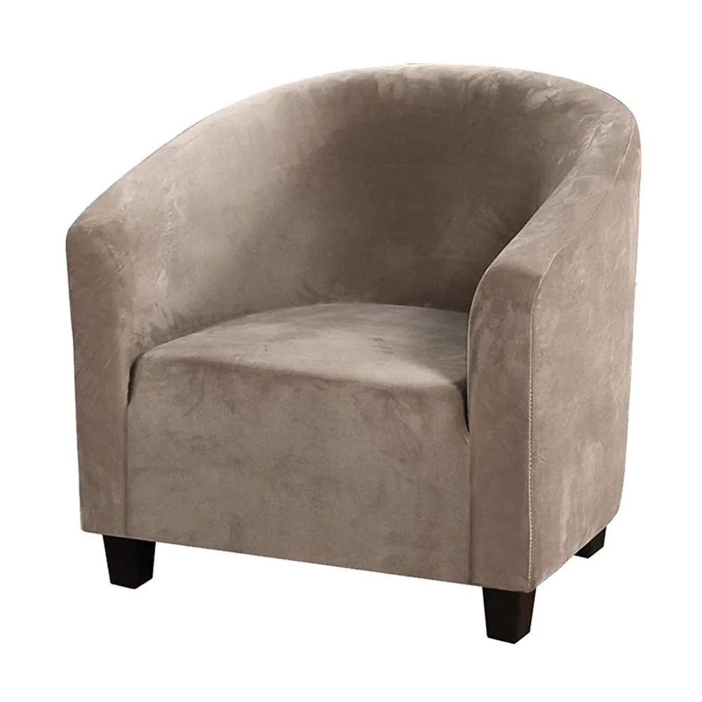 

Sretch Elastic Single Sofa Covers Solid Color Silver Fox Velvet Armchair Seat Cover Chair Protector Seat Cushion Cover Slipcover