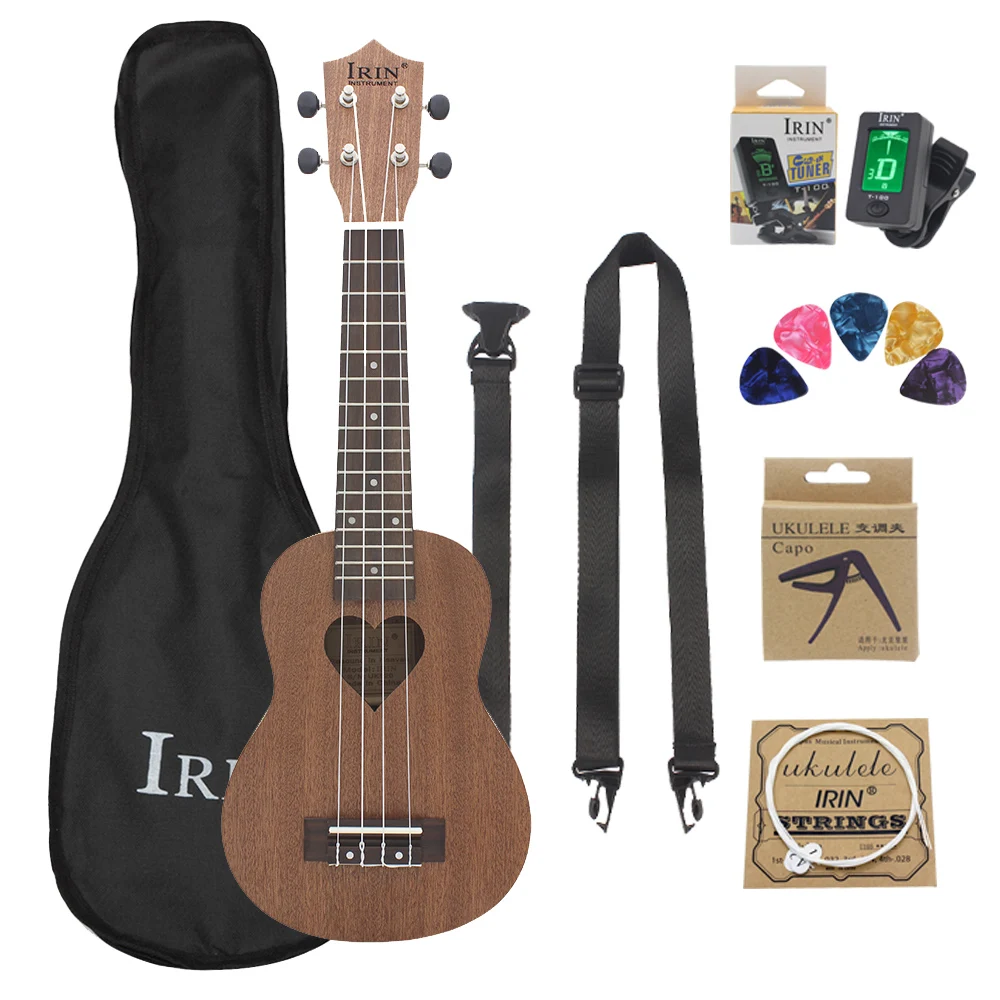 

21 Inch Ukulele 4 Strings Hawaiian Guitar Sapele Love shape Guitarra Ukulele With Bag Strings Tuner Capo Parts & Accessories