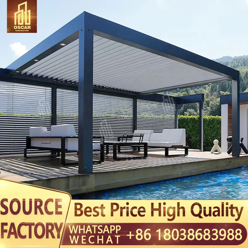OEM 3x3 m 3x4 m 3x5 m 3x6 m 4x3 m 4x4 m 4x6 m 5x3 m 6x3 m 6x4 pérgola de persiana de aluminio motorizada impermeable m
