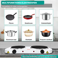 BRIEFNESS Plaque de cuisson électrique portable 2500W 1000W Double brûleur Céramique Inox 5 niveaux 6