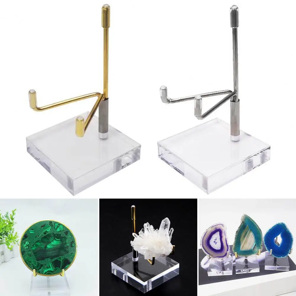 Acrylic Display Stand for Pottery Platters Display Stand for Earth Rocks Metal Display Stand with Acrylic Base for Collections