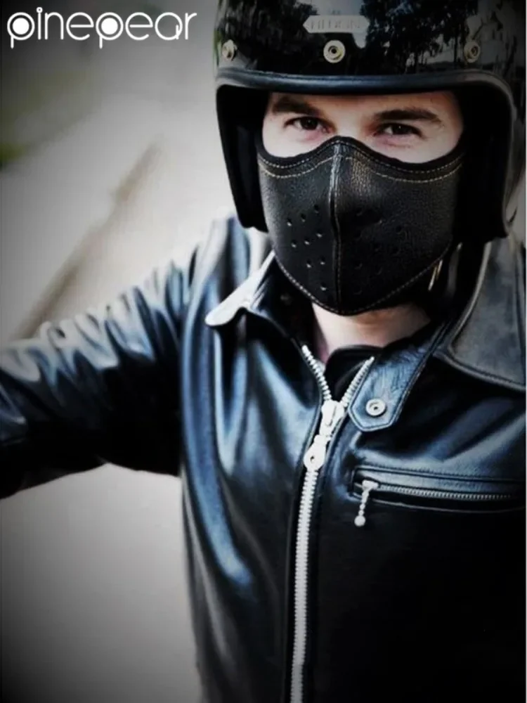 PinePear Mens Punk Gothic Leather Mask Biker Motorcycle Mask