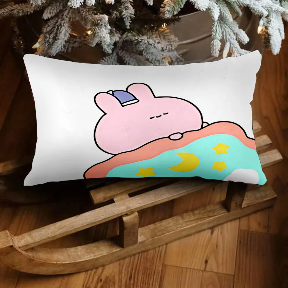 Asamimichaan Asleep Cute Asamimi Square Pillow Covers Cartoon Sofa Decorative Home Double-sided Printing Short Plush Cushion 2