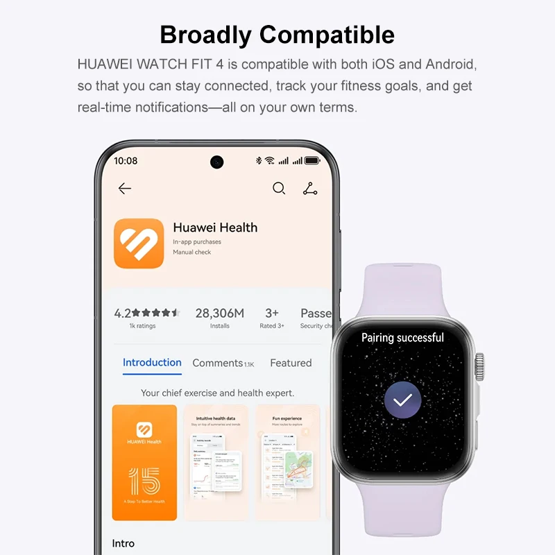 HUAWEI Watch FIT 4 Smartwatch, sport fitness tracker, 5ATM waterdicht, gezondheid inzichten, tot 10 dagen batterij, compatibel met Android & iOS - Afbeelding 8