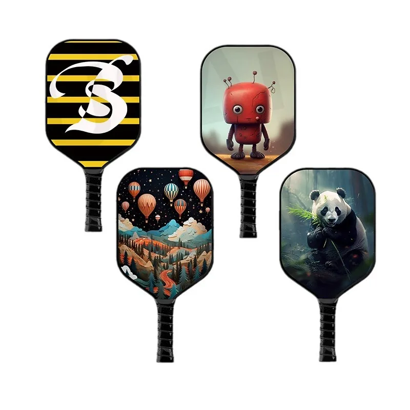 Mail free children's cartoon professional fiberglass Pickleball racket PP Honeycomb core hole racket Outdoor beach tennis