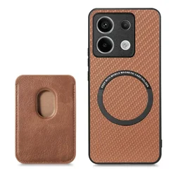 Luxury Leather Magnetic Detachable Card Holder Case for Moto Edge 50 Fusion (Brown)