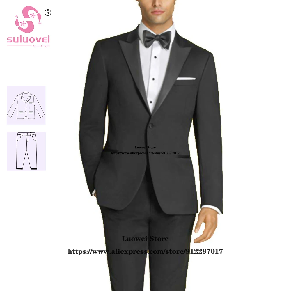 Men's Two Toned Lapel Modern Fit Suits Fully Lined Tuxedo Suit Capblack