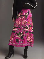 2024 Spring/Summer New Street Tropical Plant Print Retro Half Skirt Women's Elegant Lower Half Colored Printed Half Skirt - Image 3