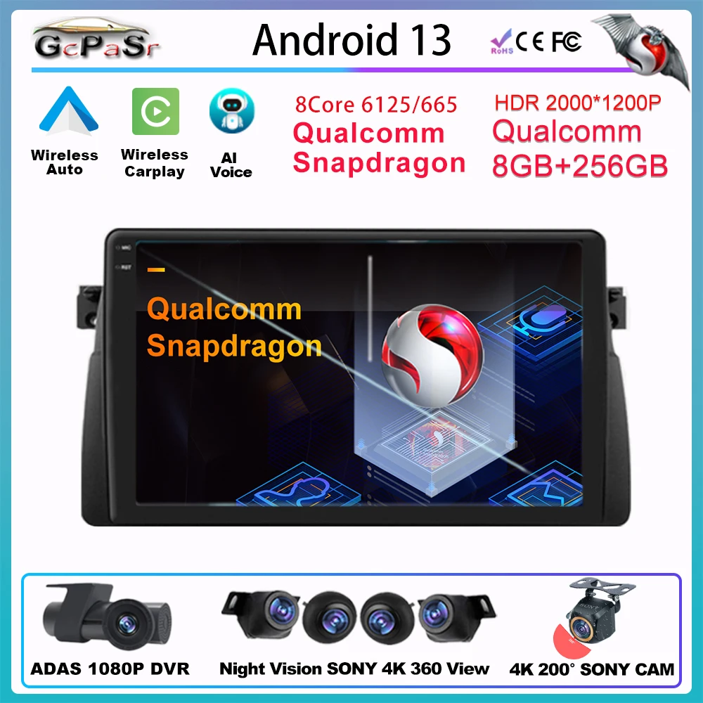 

Carplay Android Auto For BMW E46 M3 318/320/325/330/335 Multimedia Car Radio Automotive Stereo Receiver Vehicle Camera Wireless