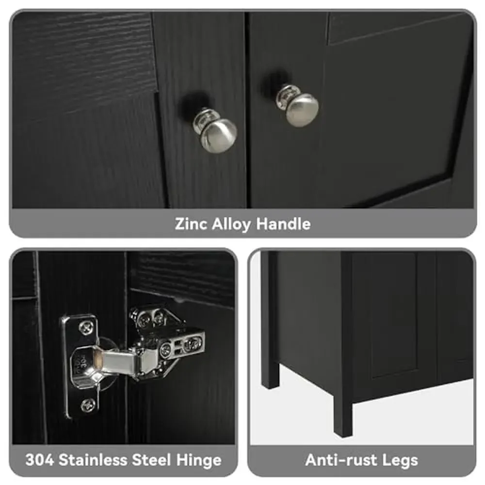 32-Inch Modern Black Bathroom Vanity Set with 4 Drawers and Ceramic Sink Top Easy to Clean and Stylish Includes Faucet Drain