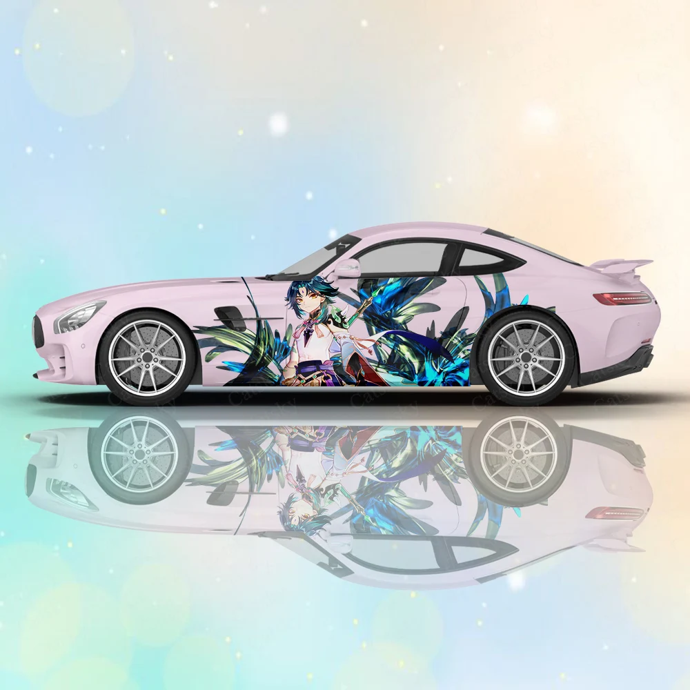 

Yuanshen side graphics car decals universal size large vehicle graphics long stripe decals anime cartoon stickers