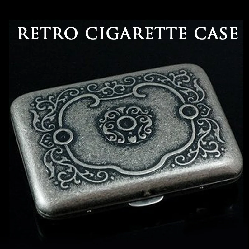 14-16pcs Retro Metal Printing Cigarette Case Bronze Elegant Smoking Set