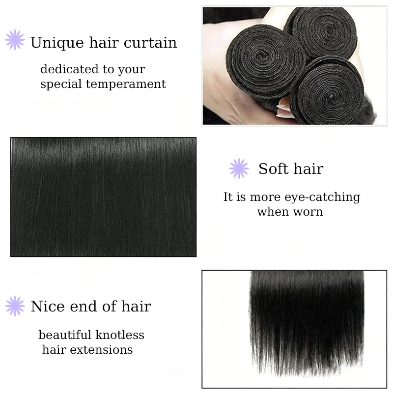 Black Hair Weft Hair Extensions Wig Synthetic Seamless Hair Weft Straight Hair Extensions Hairpiece for Women Daily Party Use