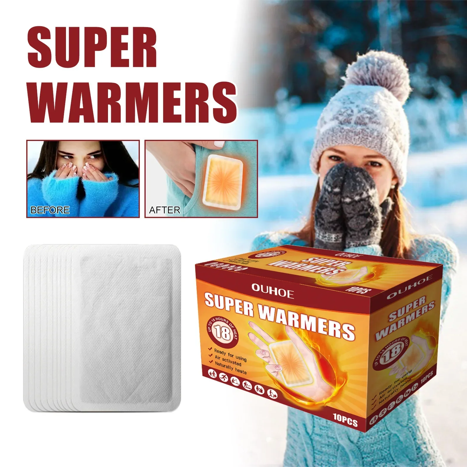Self-heating Hand Foot Warmth Warmers Body Warm Babies Foot Warmers Stickers Feet Warm Pad Heat Pack 10Pcs