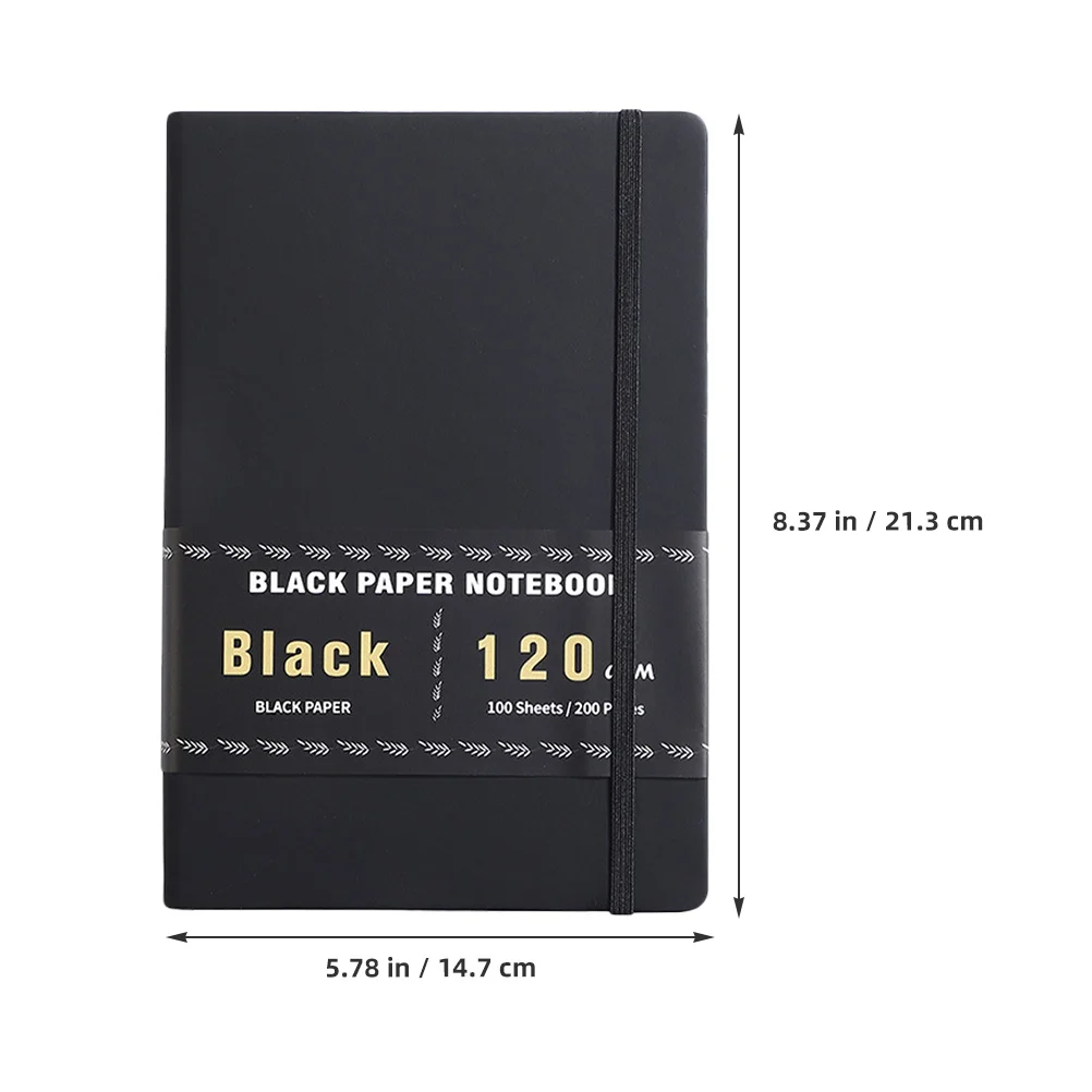 Quaderno di carta nera 200 pagine A5 Copertina in PU Carta spessa Quaderno nero per schizzi di appunti per prendere penne bianche - immagine 4