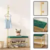 Hall Tree Coat Rack with Shoe Storage Shelf Green Upholstered Bench and 5 Hooks Freestanding Metal Entryway Organizer Coats Hats 6