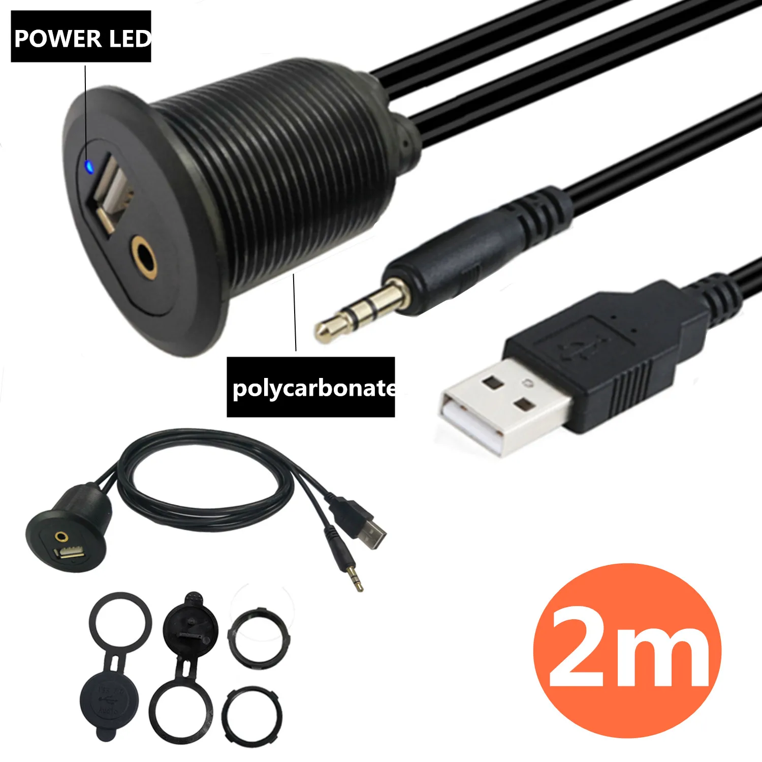 USB  3.5mm AUX ͽټ ÷ Ʈ, LED Ʈ ̺ , 1/8 AUX ڵ  Ʈ  , 1m/2m