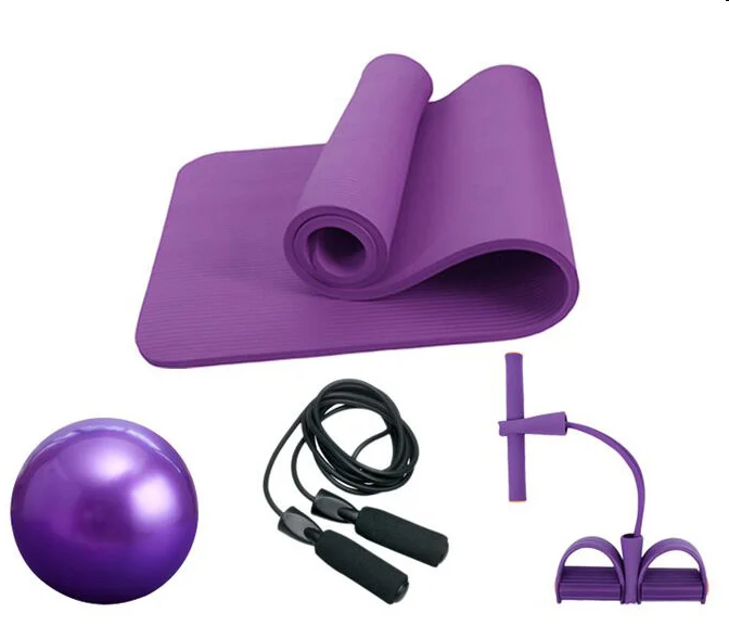 

Yoga Mat Set include Exercise Ball Jump Rope Ankle Pull Pilates Ball with Pipe 6 piece Yoga Mat Products with Carrying Bag