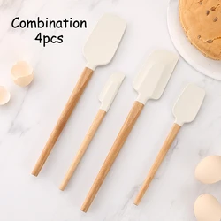 Deluxe Silicone Spatula Set with Wooden Handles - Nonstick Kitchen Essentials for Baking, Mixing, and Cooking (Combination 4pcs)