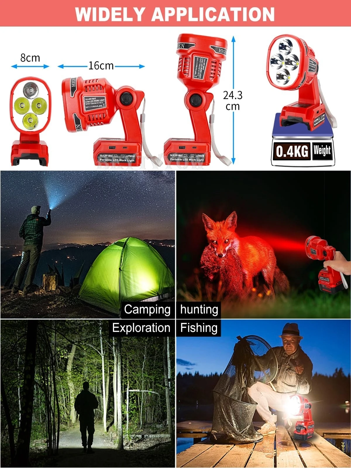 Portable Flashlight for Craftsman V20 Battery 1120LM LED Work Light Cordless Flo