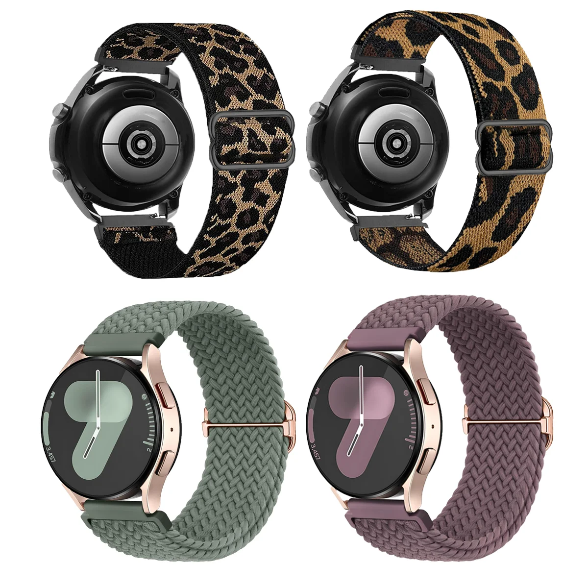 Versatile Nylon Braided Elastic Watch Strap - 4 Pack (18/20/22mm)