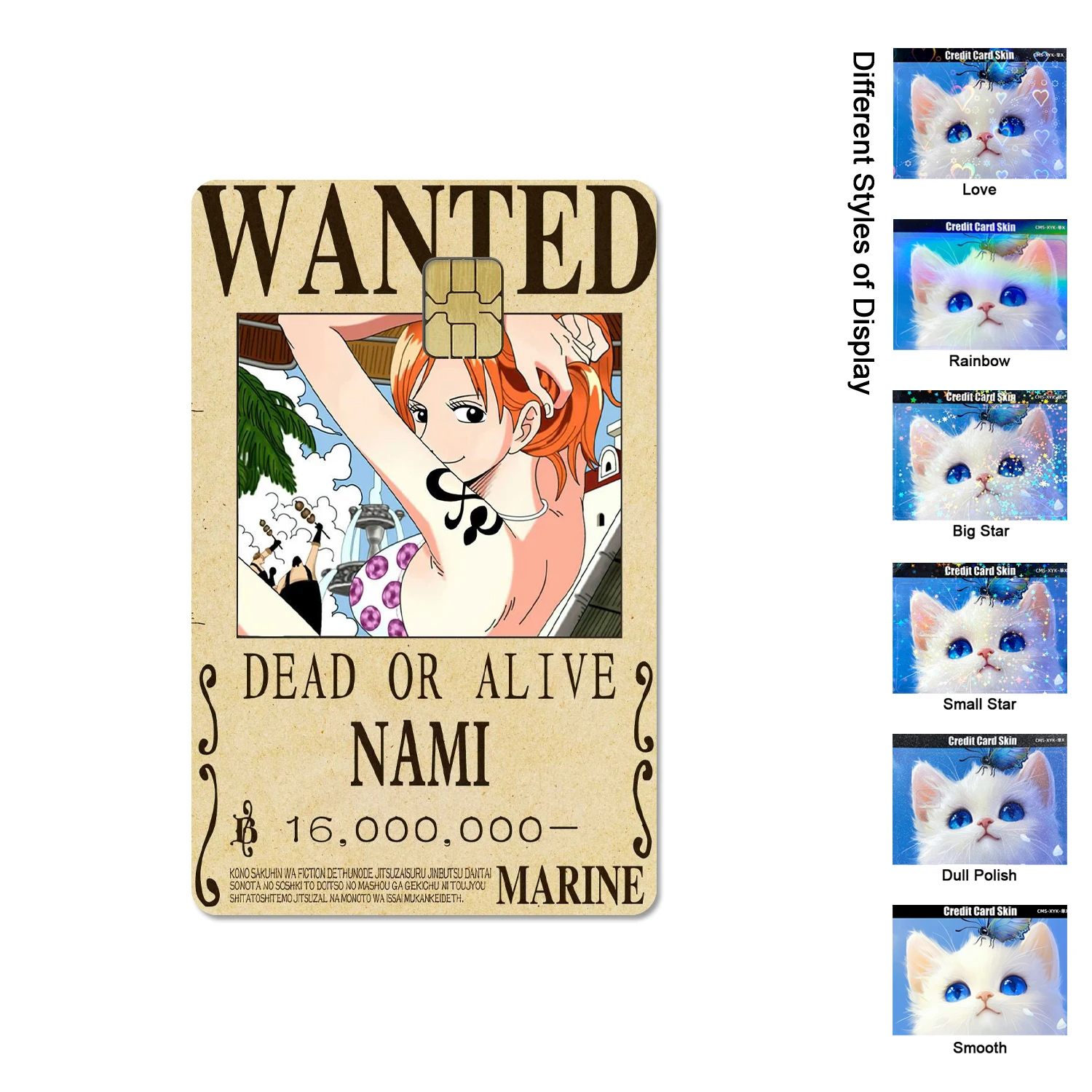 One Piece Animation Wanted Ruffy Ace 2.5D HD Matte PVC Aufkleber Film Tape Skin für Kreditkarte Debitkarte Wasserdichter Aufkleber – Detail 8