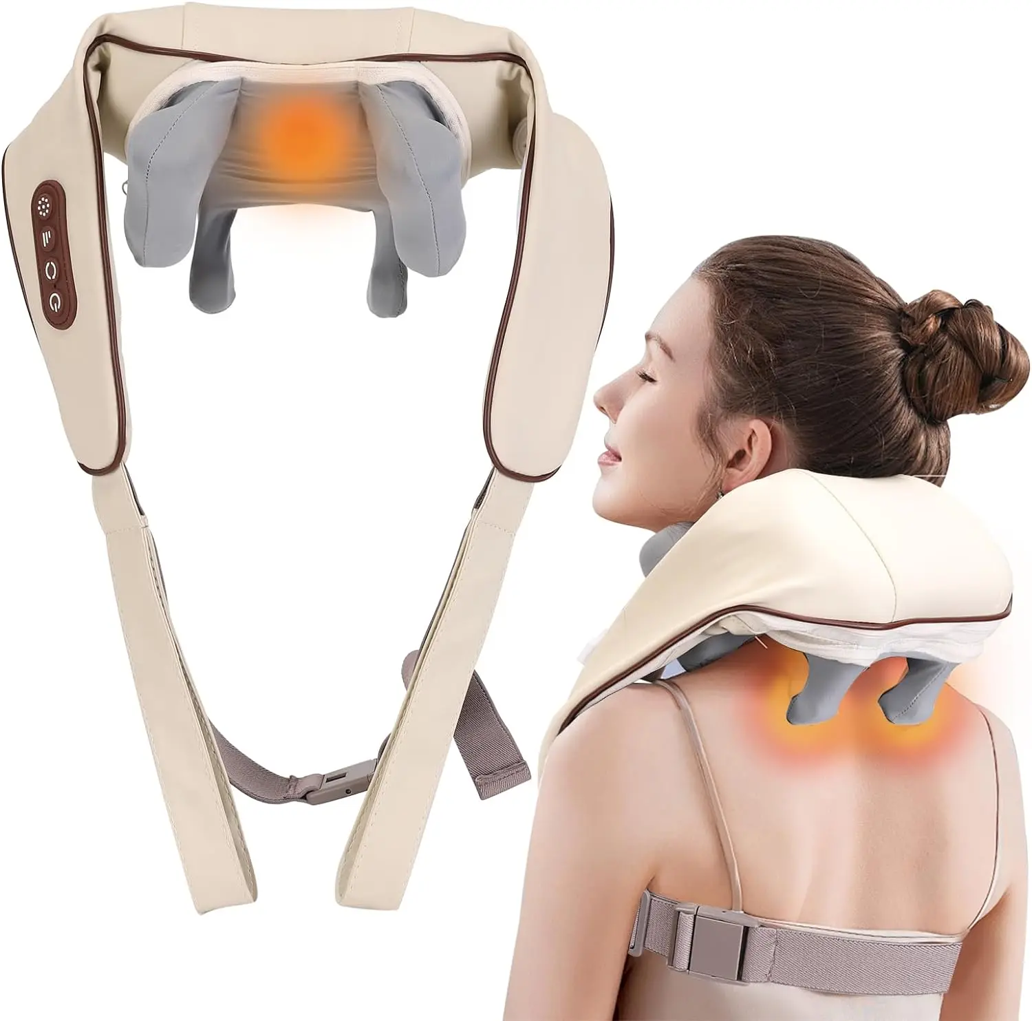 CL Neck Shoulder Massager Deep Tissue 5D Shiatsu Back Massagers with Heat, Kneading Massage Pillow Trapezius Neck Cervical Back blank sublimation linen makeup bag coster pillow case tablecloth for sublimation ink print diy gifts heat press transfer