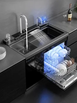 Grande capacità 13set lavastoviglie e lavello AIO 220V 50Hz lavello integrato completamente automatico lavapiatti ad ultrasuoni 1