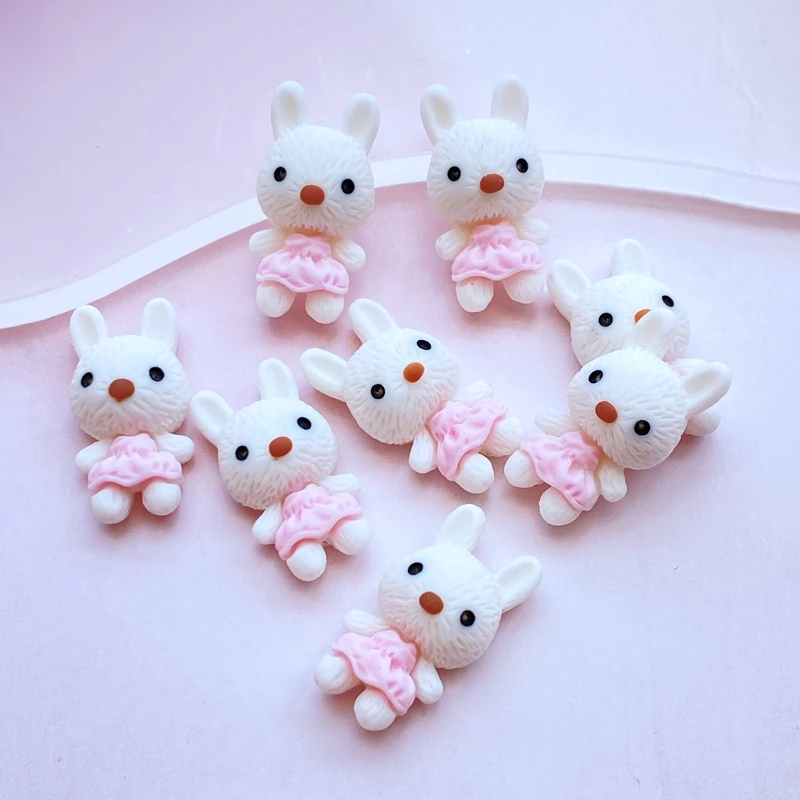 Cute Cartoon Little White Rabbit Flat Back Resin Cabochons Scrapbooking DIY Jewelry Craft Decoration Accessories 10Pcs rabbit ornaments rabbit ornament ornament crafts resin crafts accessories resin ornaments resin crafts