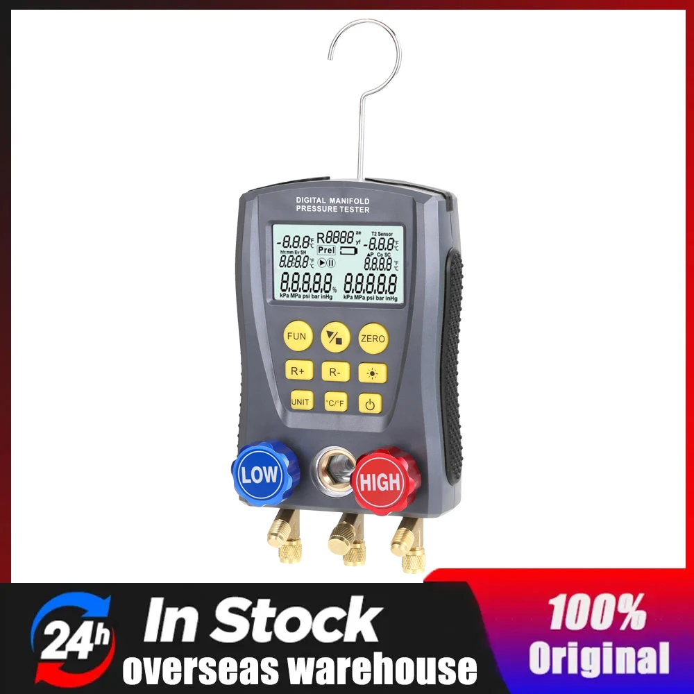

Pressure Gauge Refrigeration Digital Vacuum Pressure Manifold Tester Meter HVAC Temperature Tester Digital Manifold Gauge Meter