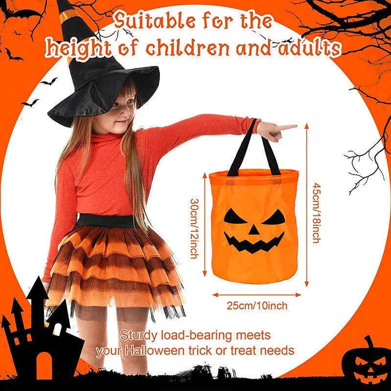 

LED Light Halloween Candy Bags Collapsible Halloween Basket Children's Gift Bag Trick or Treat Pumpkin Candy Bags
